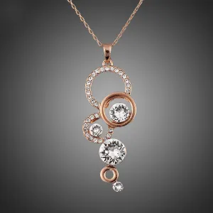 Rose Gold Plated Pure Clear Simply Small Round 1 carat Cubic Zirconia Pendant Necklace