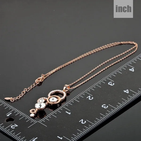 Rose Gold Plated Pure Clear Simply Small Round 1 carat Cubic Zirconia Pendant Necklace