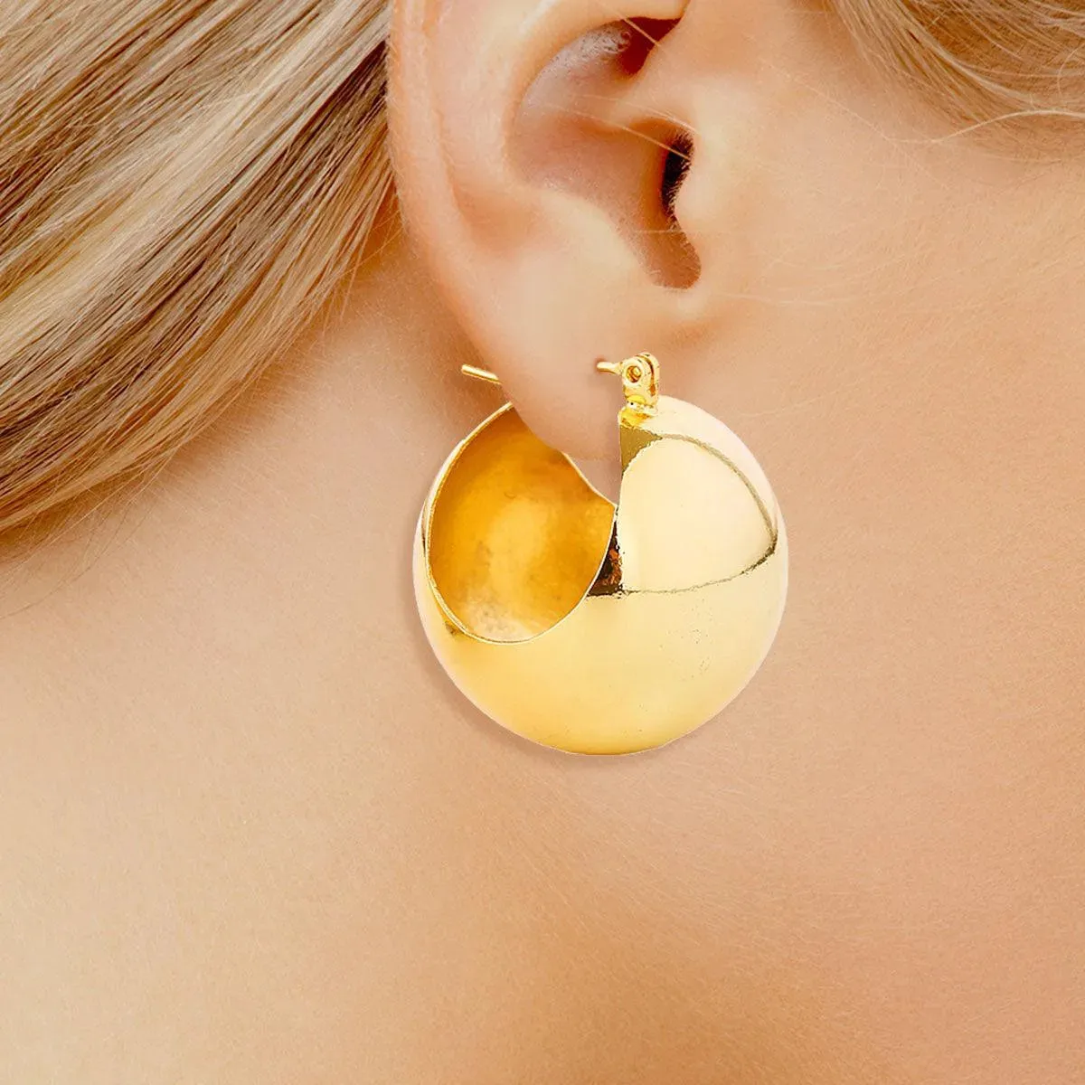 Shine Bright: Stunning Large Gold Finish Wide Ball Earrings