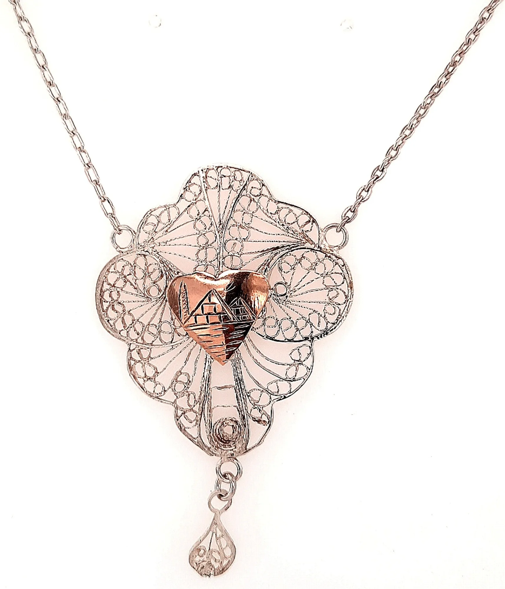 Silver & Rose Gold Necklace Indian Jewellery