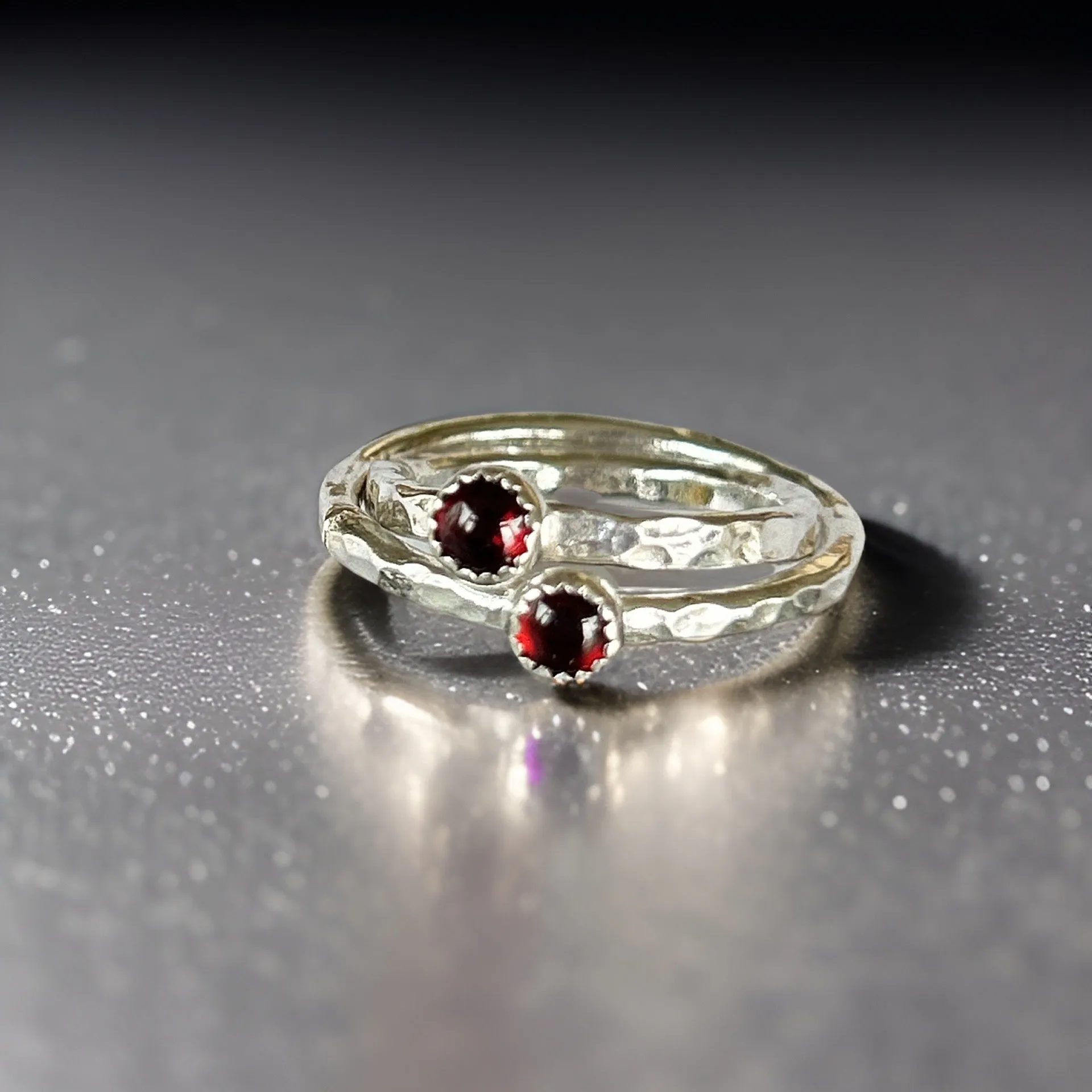 Silver Birthstone Stacking Rings