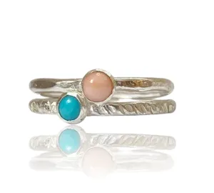 Silver Birthstone Stacking Rings