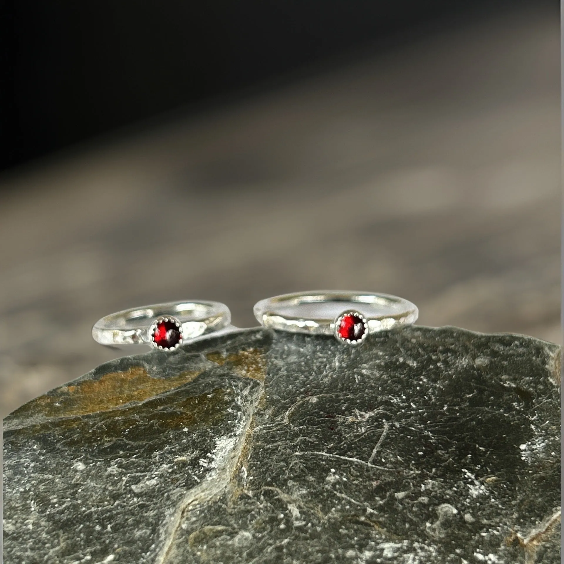 Silver Birthstone Stacking Rings