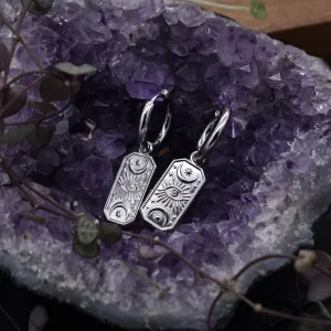 Silver Tarot Huggie Earrings