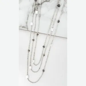 Silver Three Layer Seed Bead Necklace