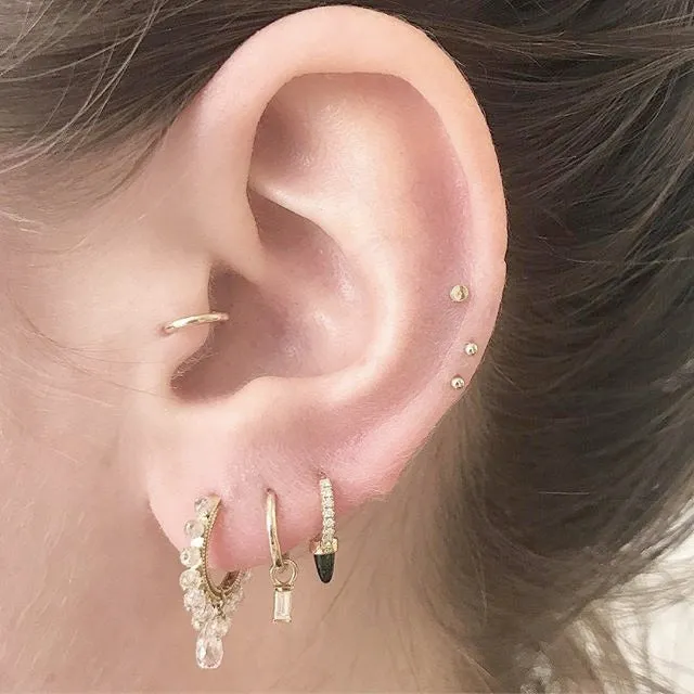 Single Opal Spike with DIAMONDS. Eternity Earring by Maria Tash in 18K Gold