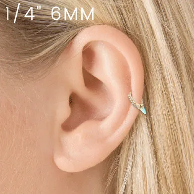 Single Opal Spike with DIAMONDS. Eternity Earring by Maria Tash in 18K Gold