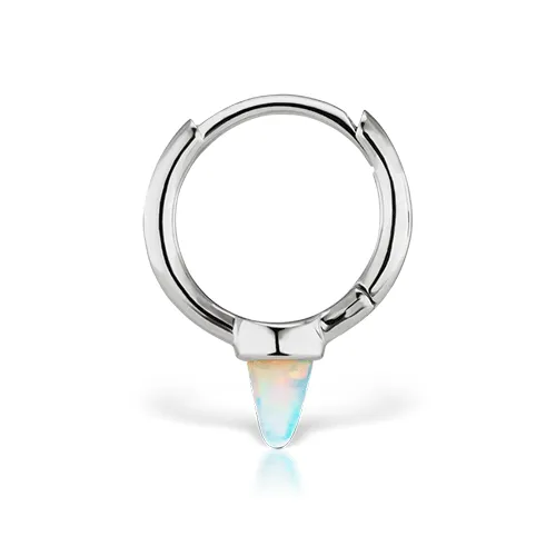 Single Short Opal Spike Non-Rotating Clicker by Maria Tash in White Gold