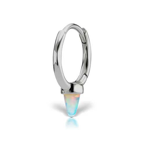 Single Short Opal Spike Non-Rotating Clicker by Maria Tash in White Gold