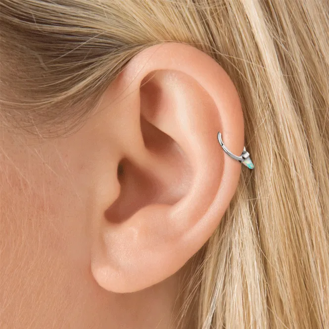 Single Short Opal Spike Non-Rotating Clicker by Maria Tash in White Gold