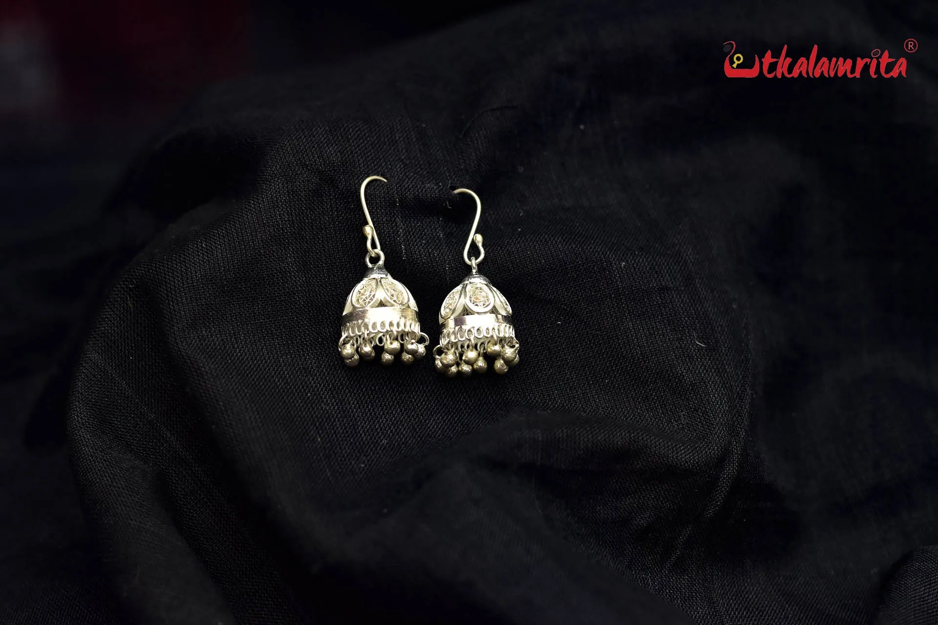 Small Flower Silver Jhumka (Danglers)