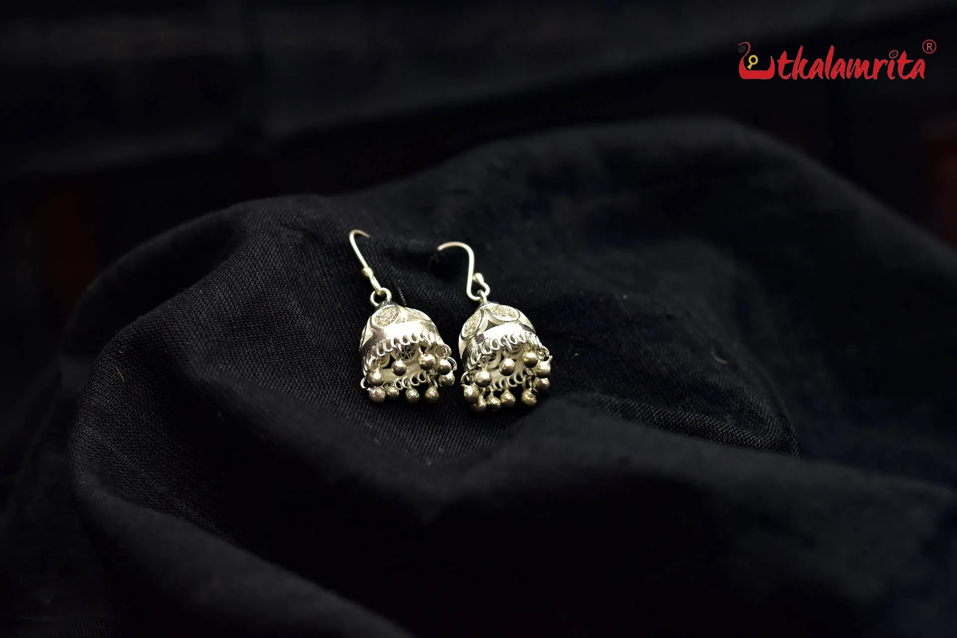 Small Flower Silver Jhumka (Danglers)