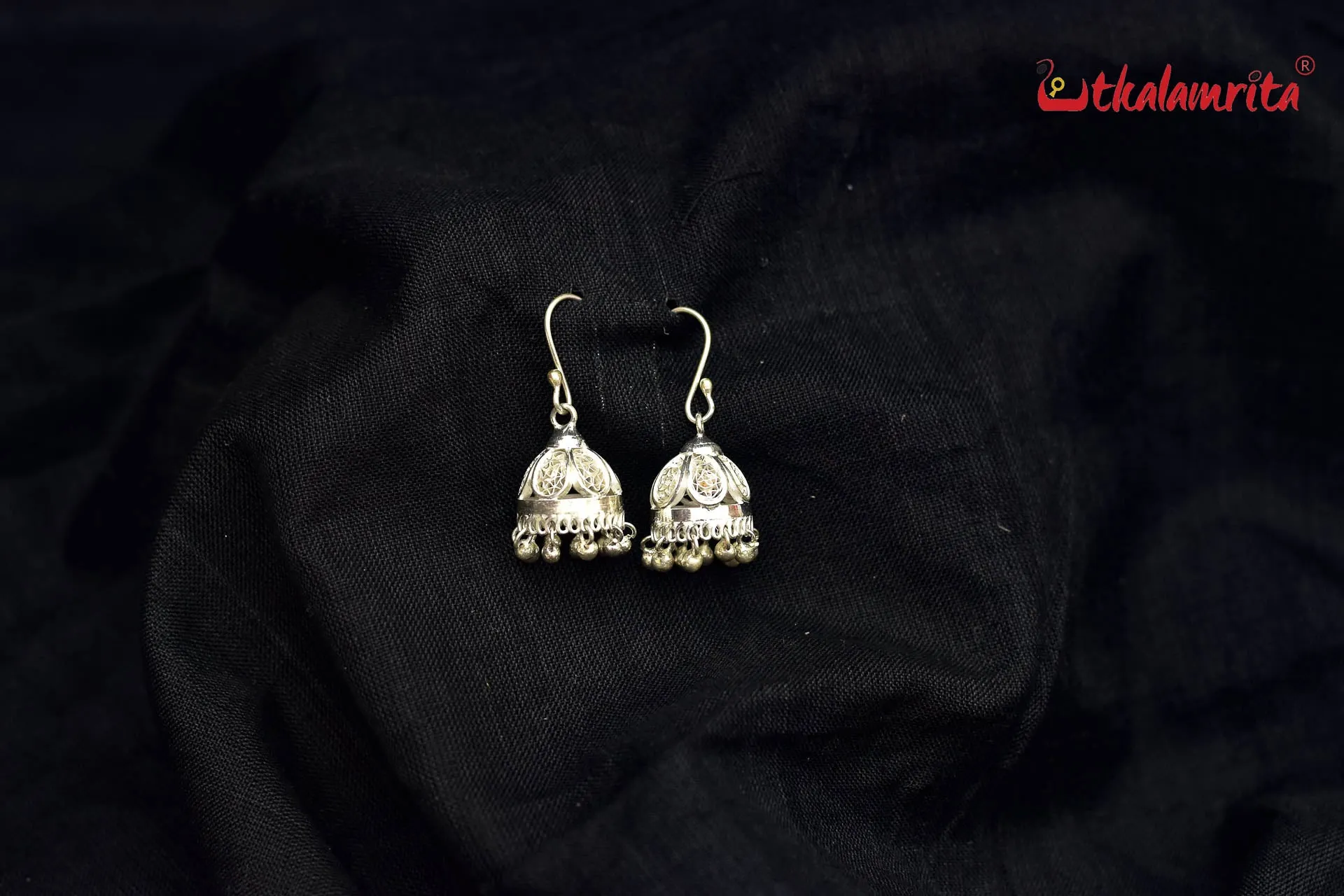 Small Flower Silver Jhumka (Danglers)