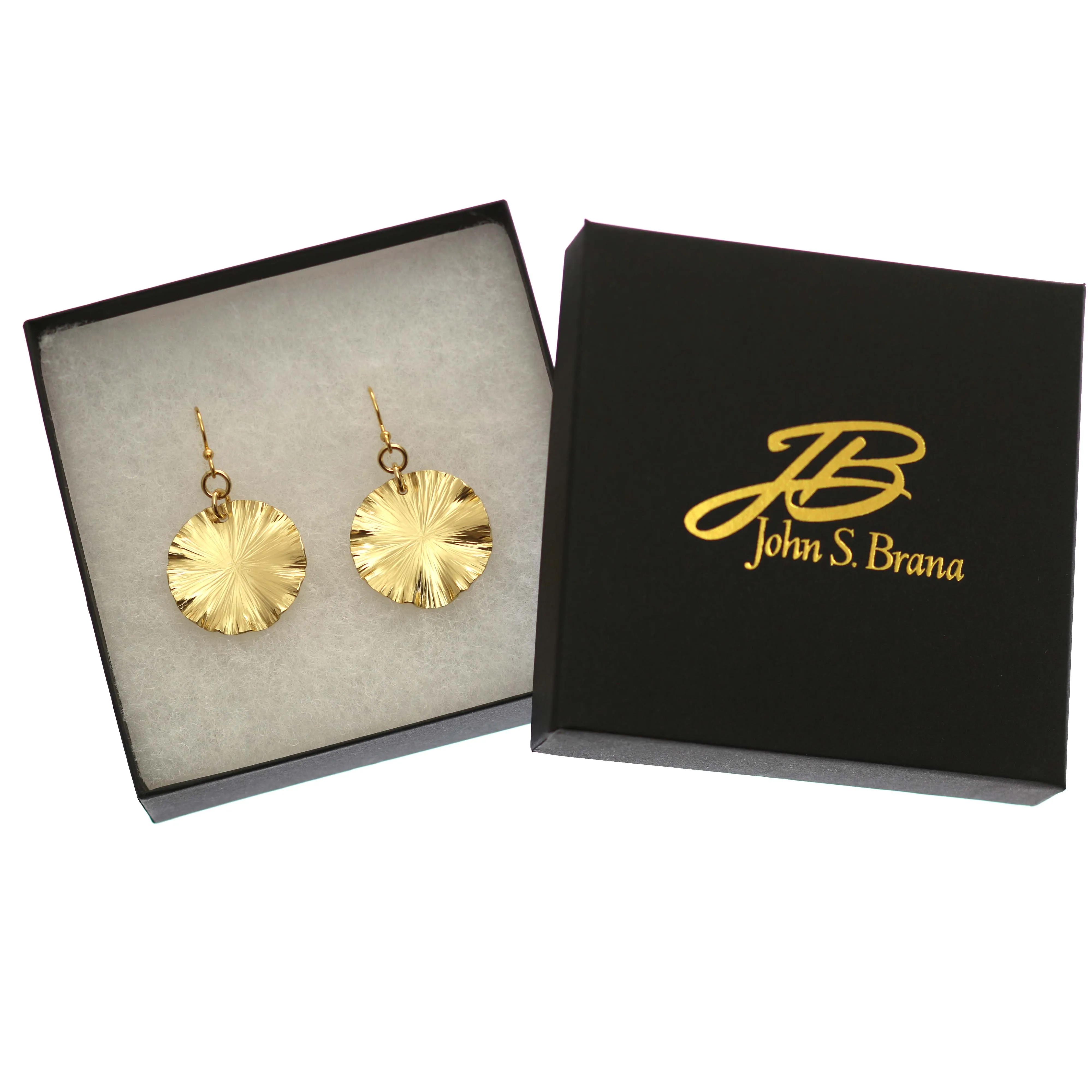 Small Nu Gold Brass Lily Pad Leaf Earrings