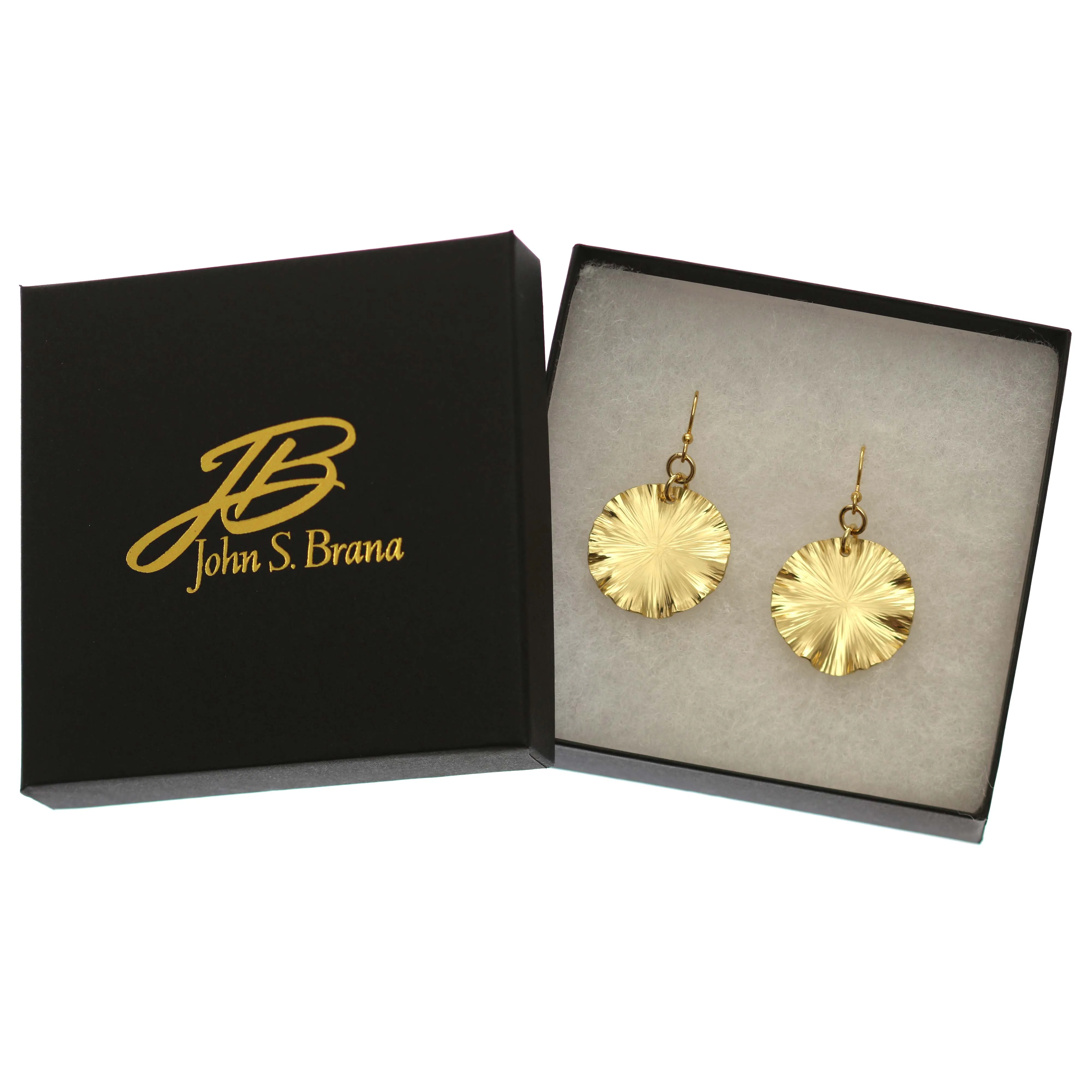 Small Nu Gold Brass Lily Pad Leaf Earrings