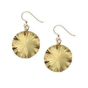 Small Nu Gold Brass Lily Pad Leaf Earrings