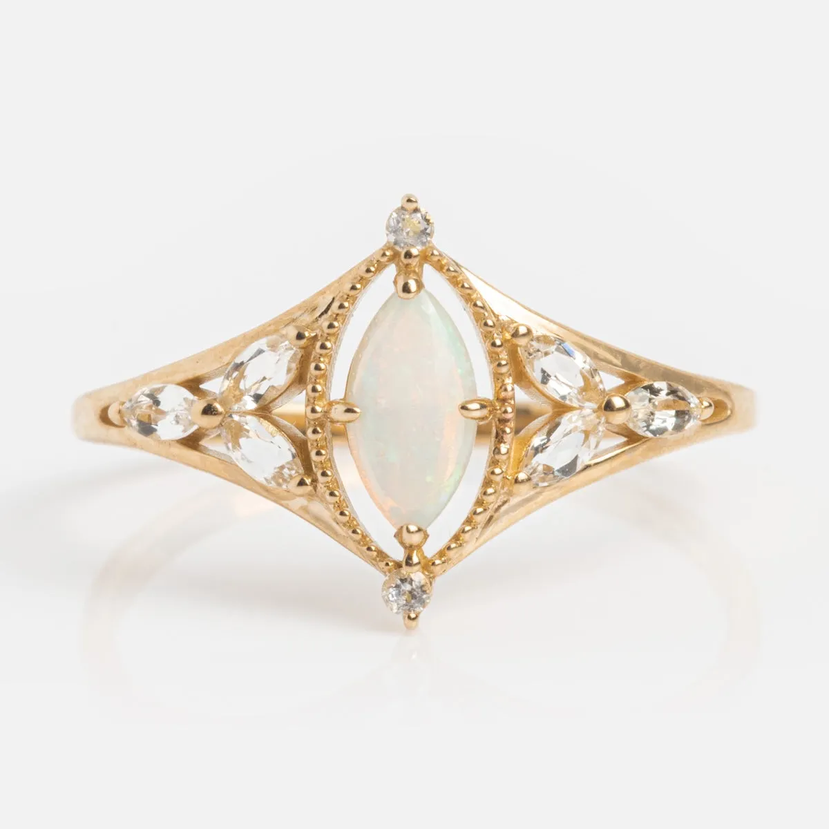 Solid Gold 2024 October Capsule Classic Opal Filigree Ring