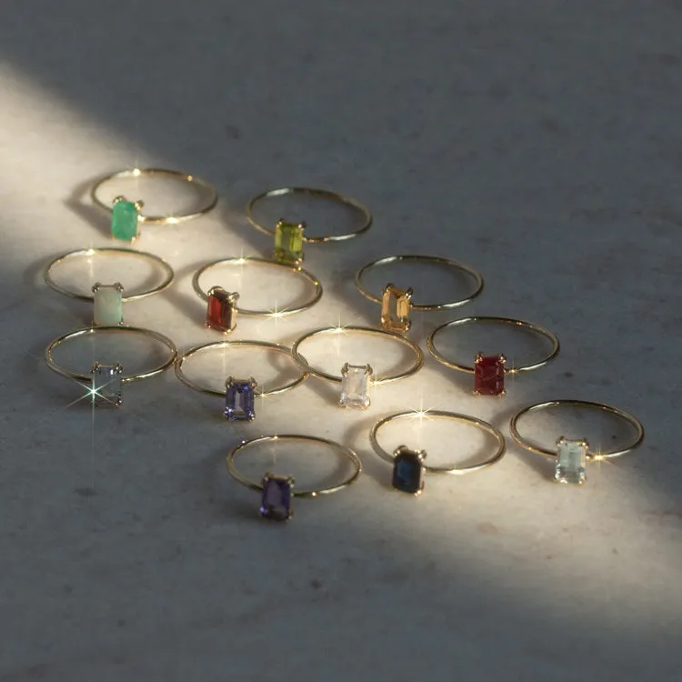 Solid Gold Essential Baguette Birthstone Ring