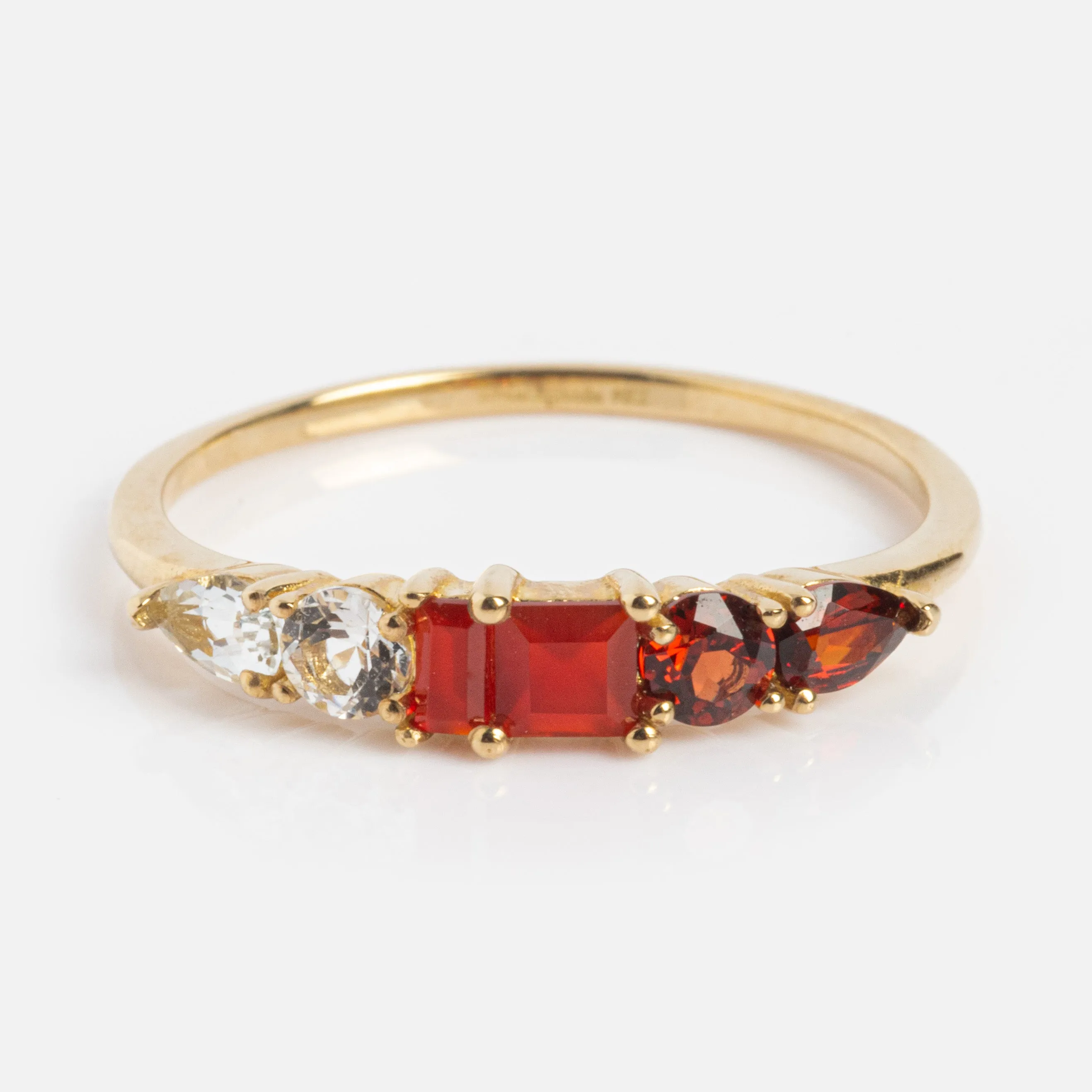 Solid Gold Modern Ombre Birthstone Ring