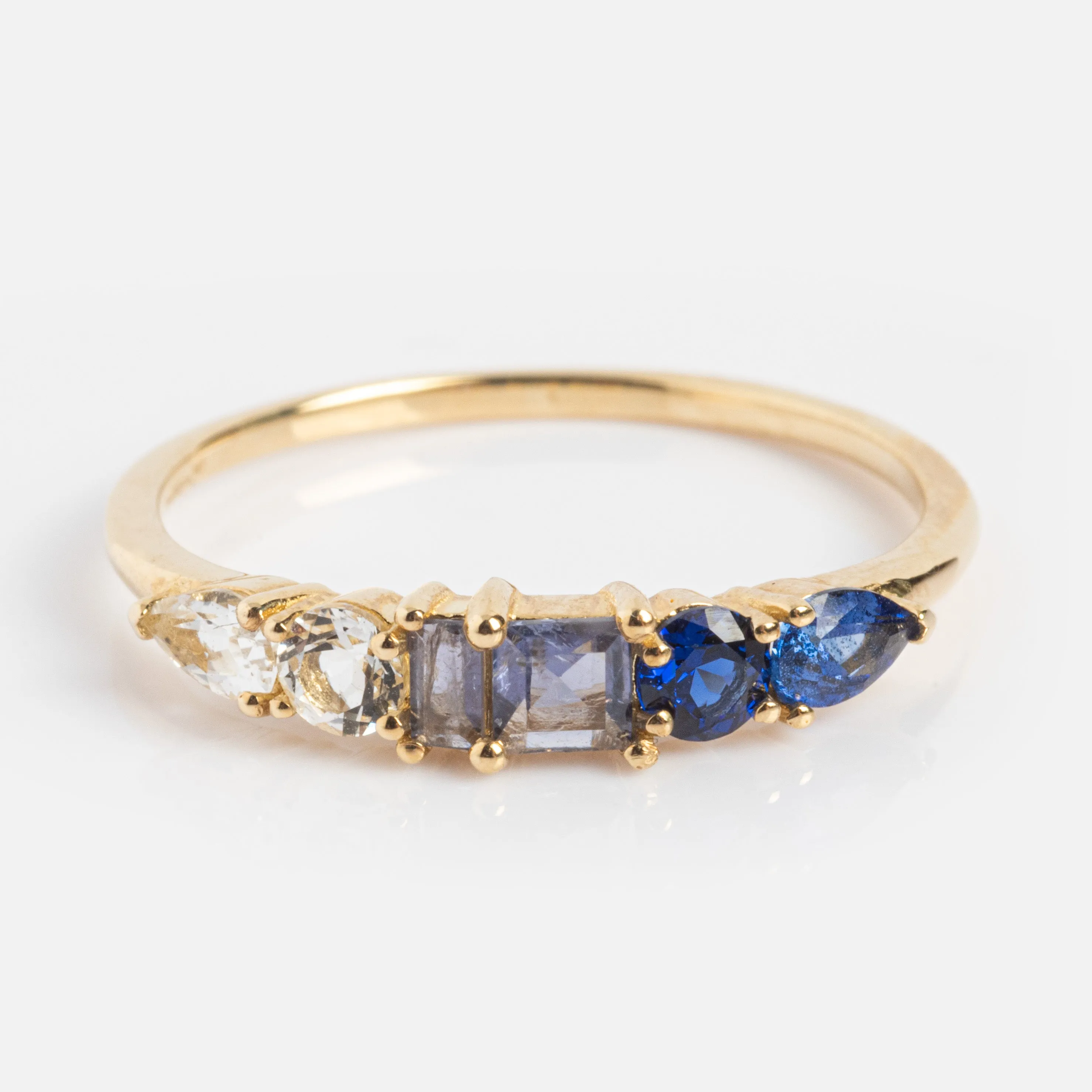 Solid Gold Modern Ombre Birthstone Ring