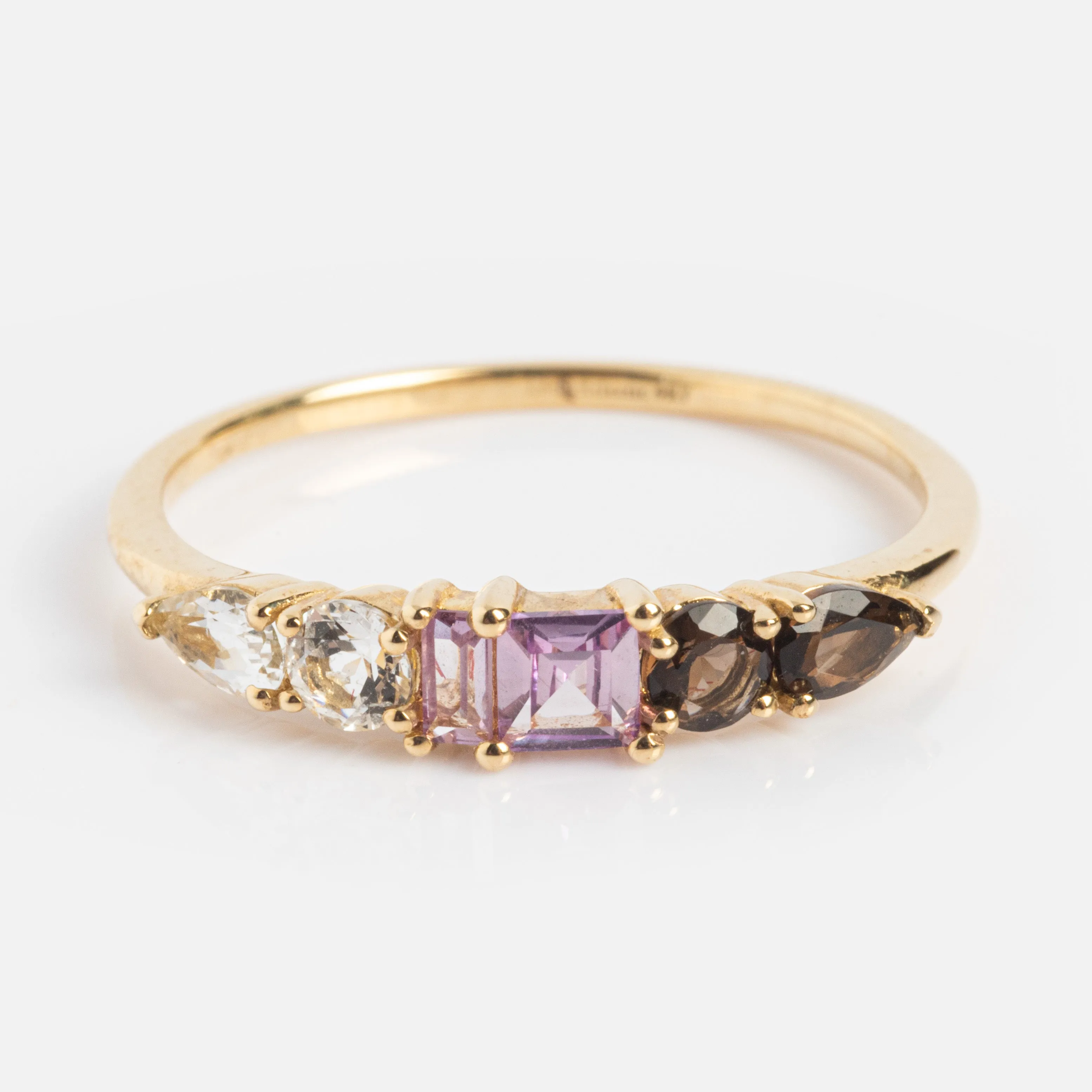 Solid Gold Modern Ombre Birthstone Ring