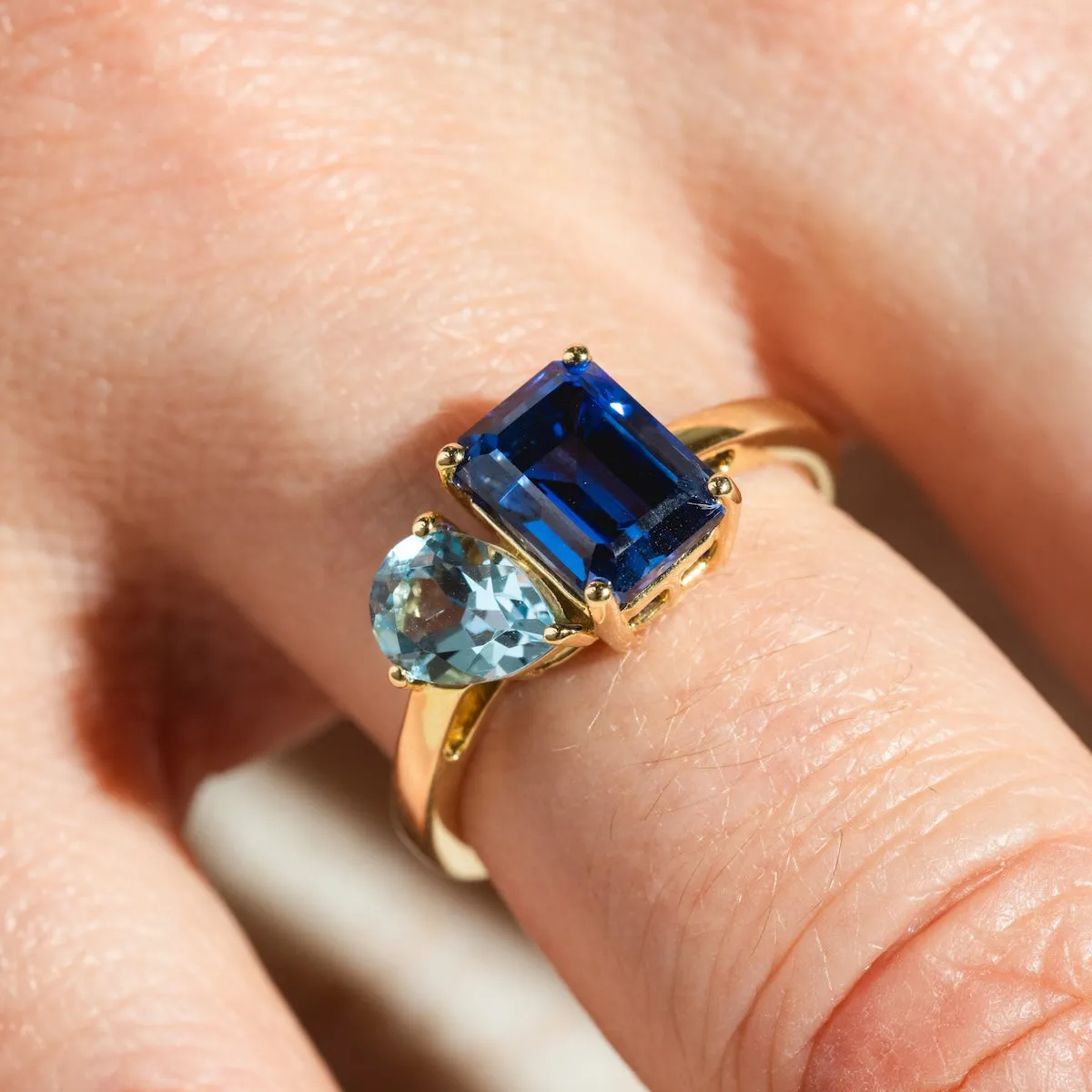 Solid Gold Toi et Moi Birthstone Ring