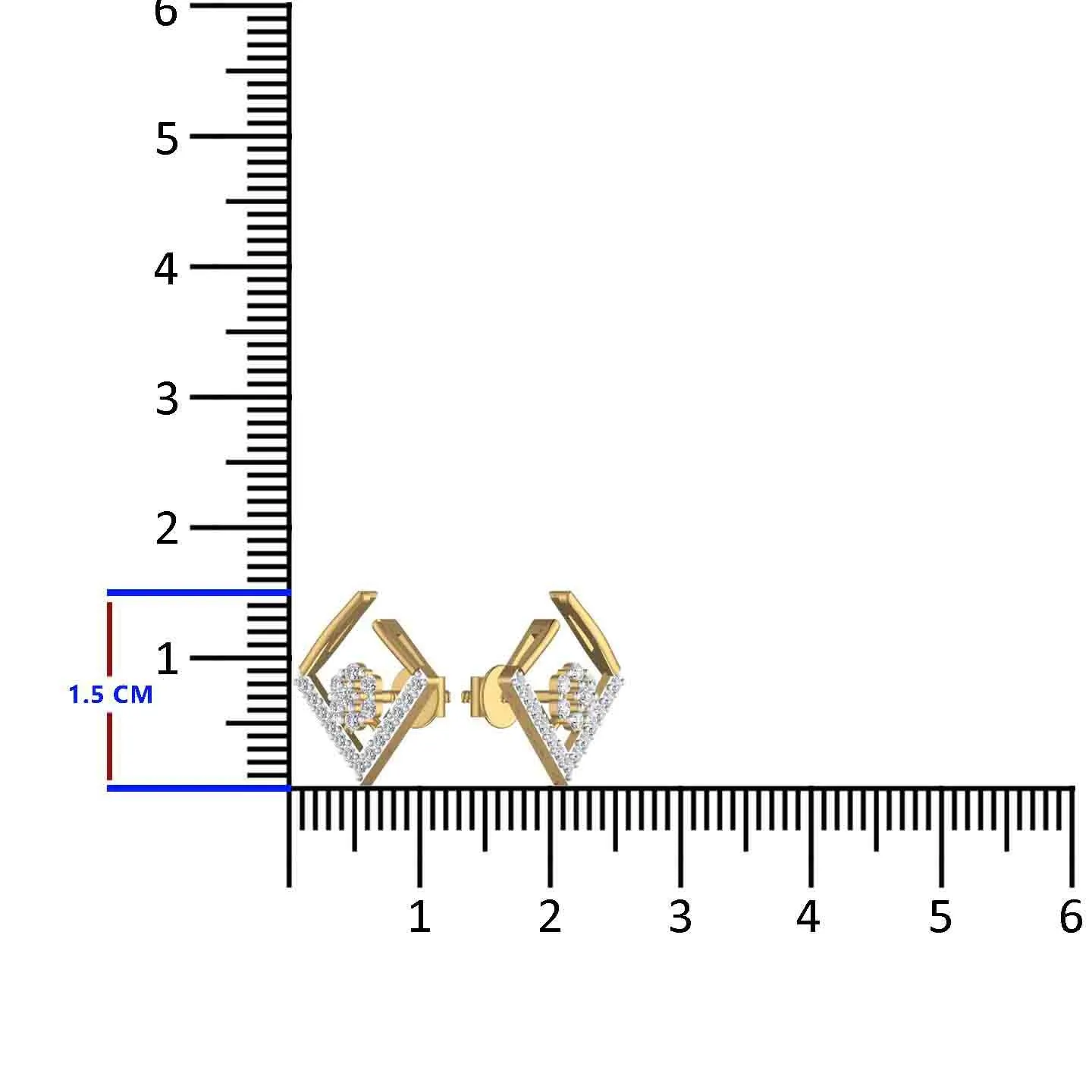 Square Open Diamond Stud Earring