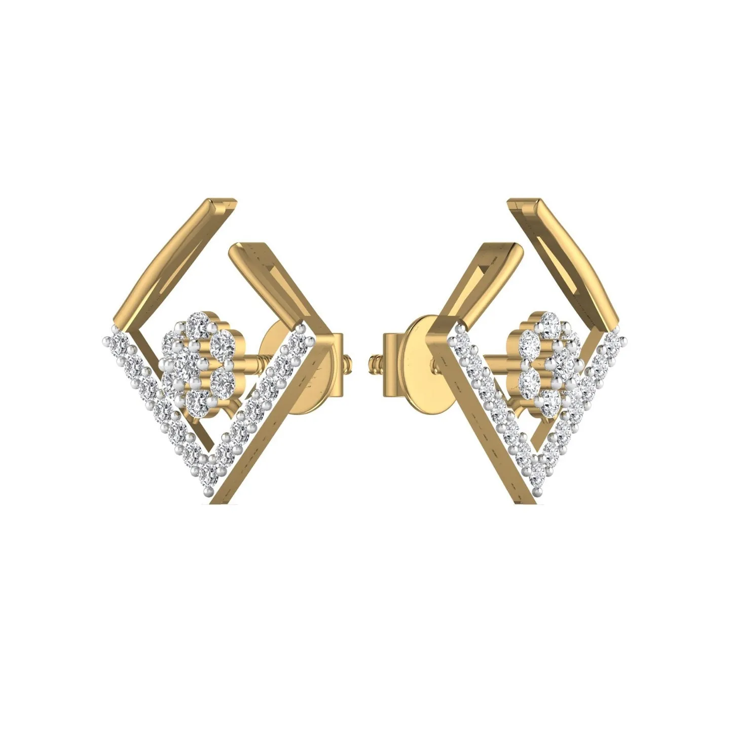 Square Open Diamond Stud Earring