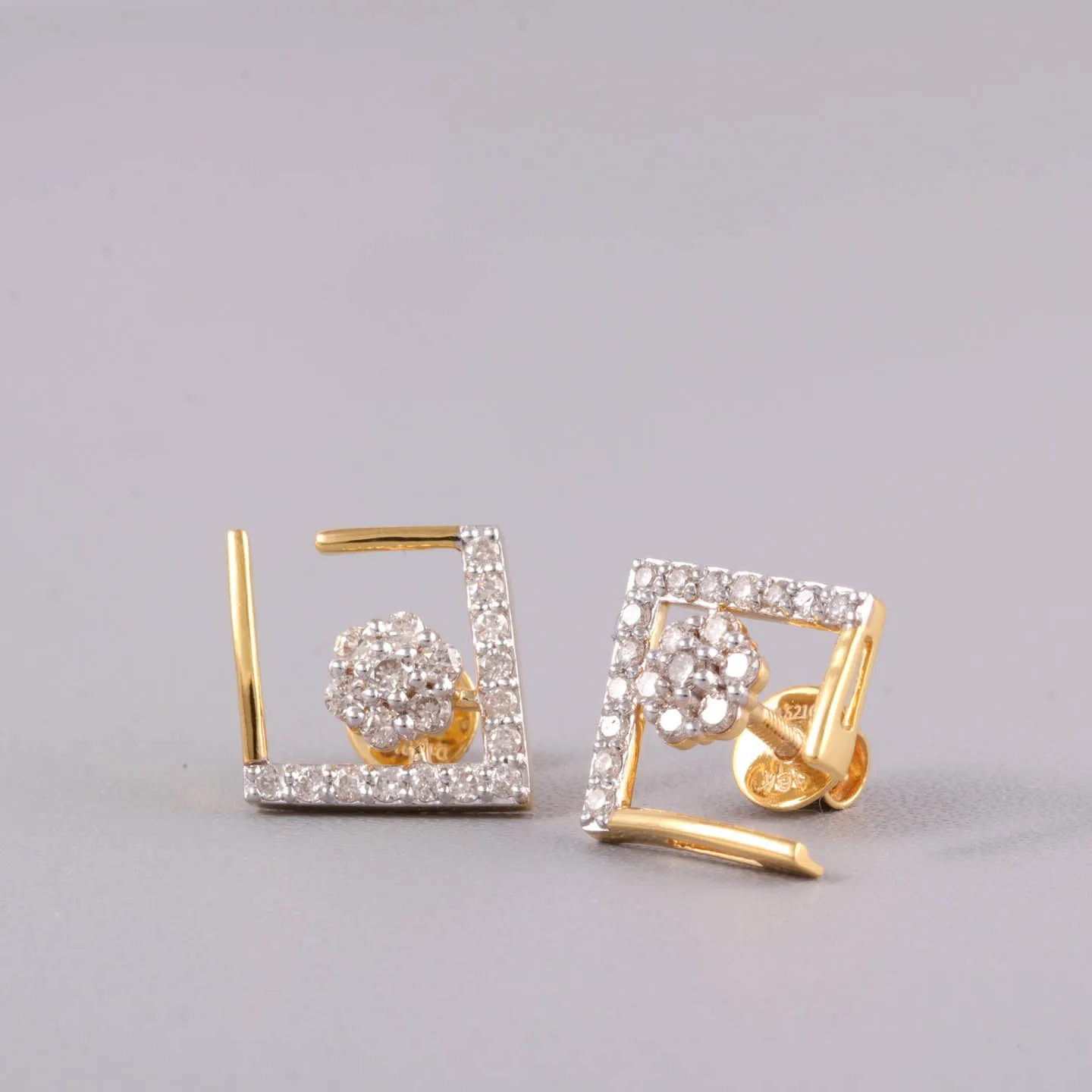 Square Open Diamond Stud Earring