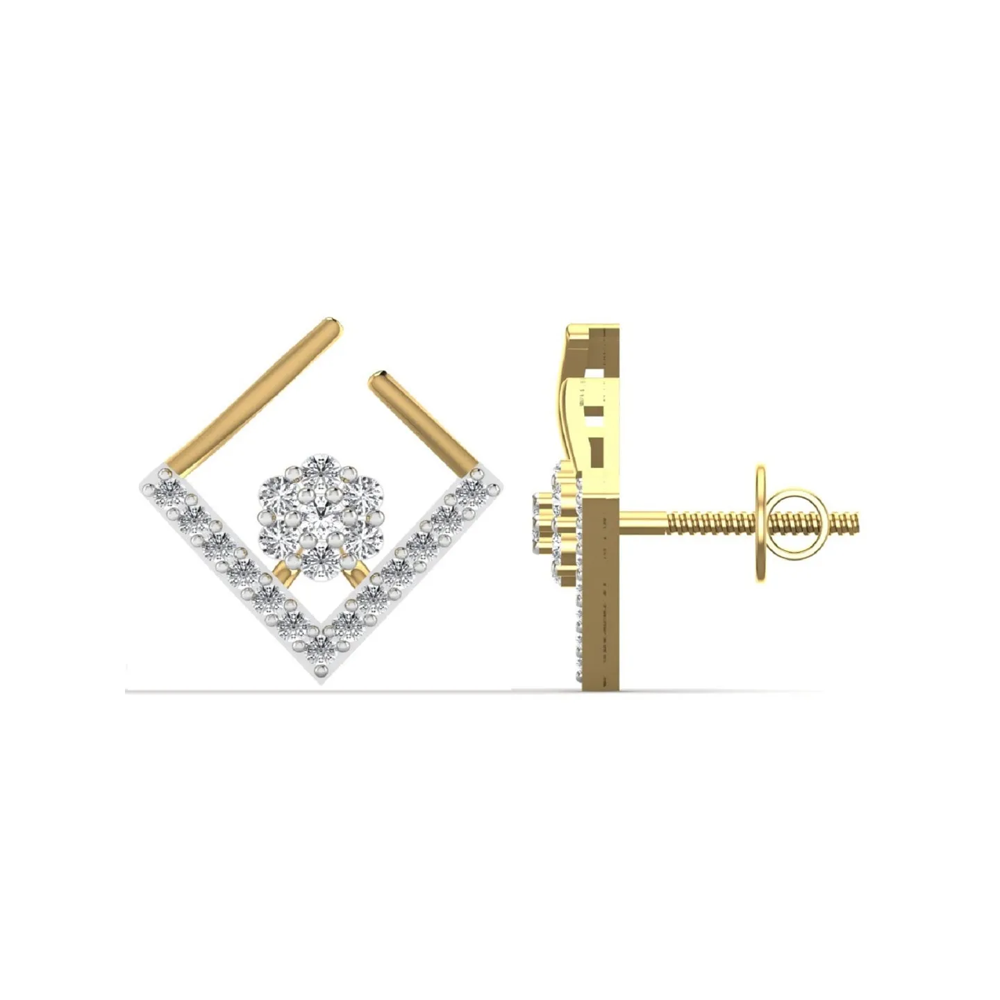 Square Open Diamond Stud Earring