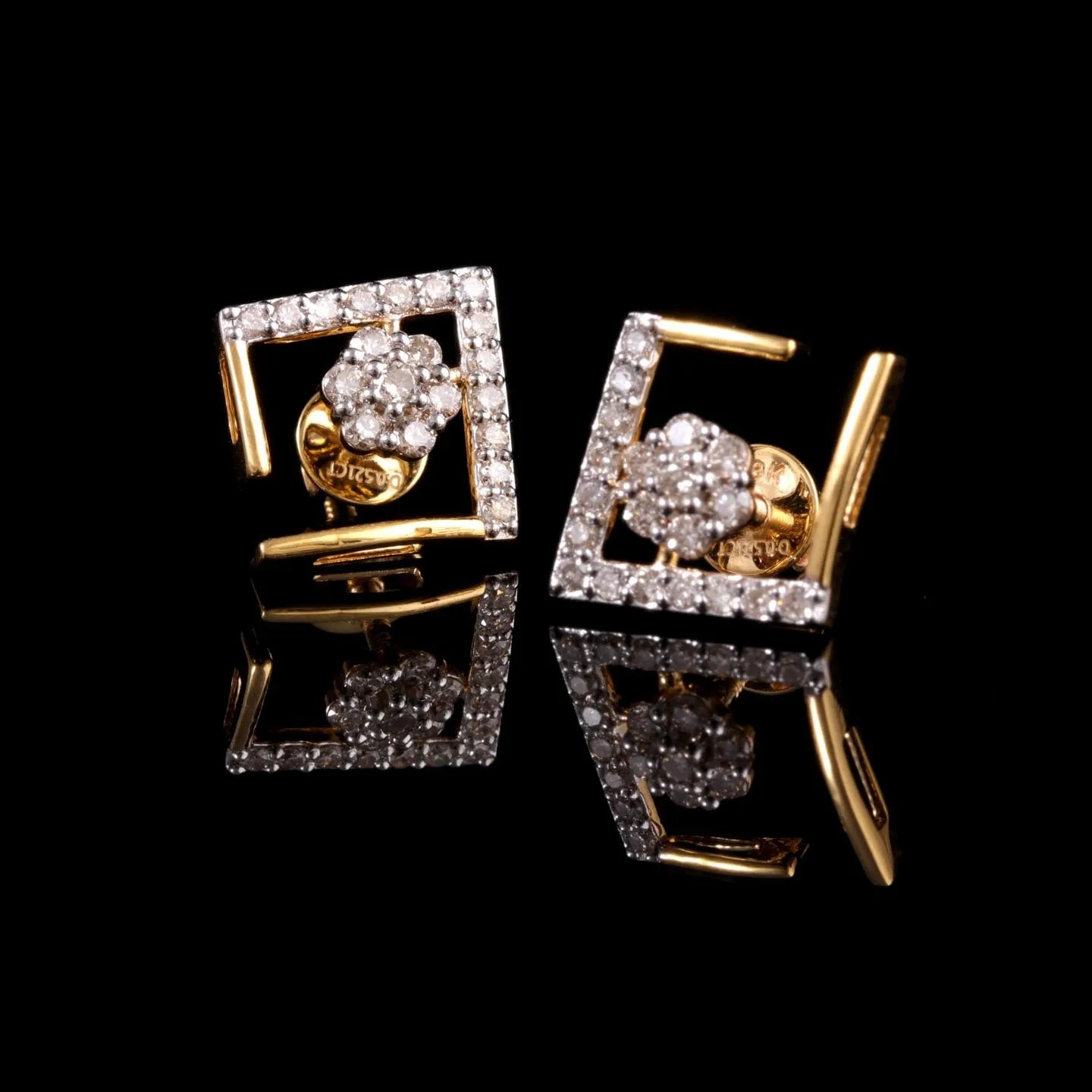 Square Open Diamond Stud Earring