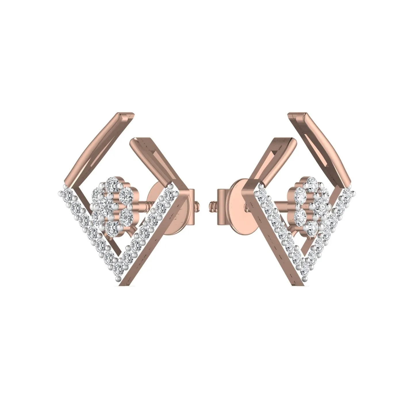 Square Open Diamond Stud Earring