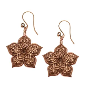 Starflower Mandala Copper Drop Earrings