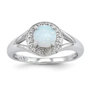 Sterling Silver Diamond & Round Birthstone Halo-Style Rings