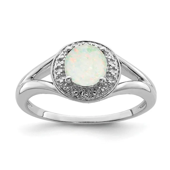 Sterling Silver Diamond & Round Birthstone Halo-Style Rings