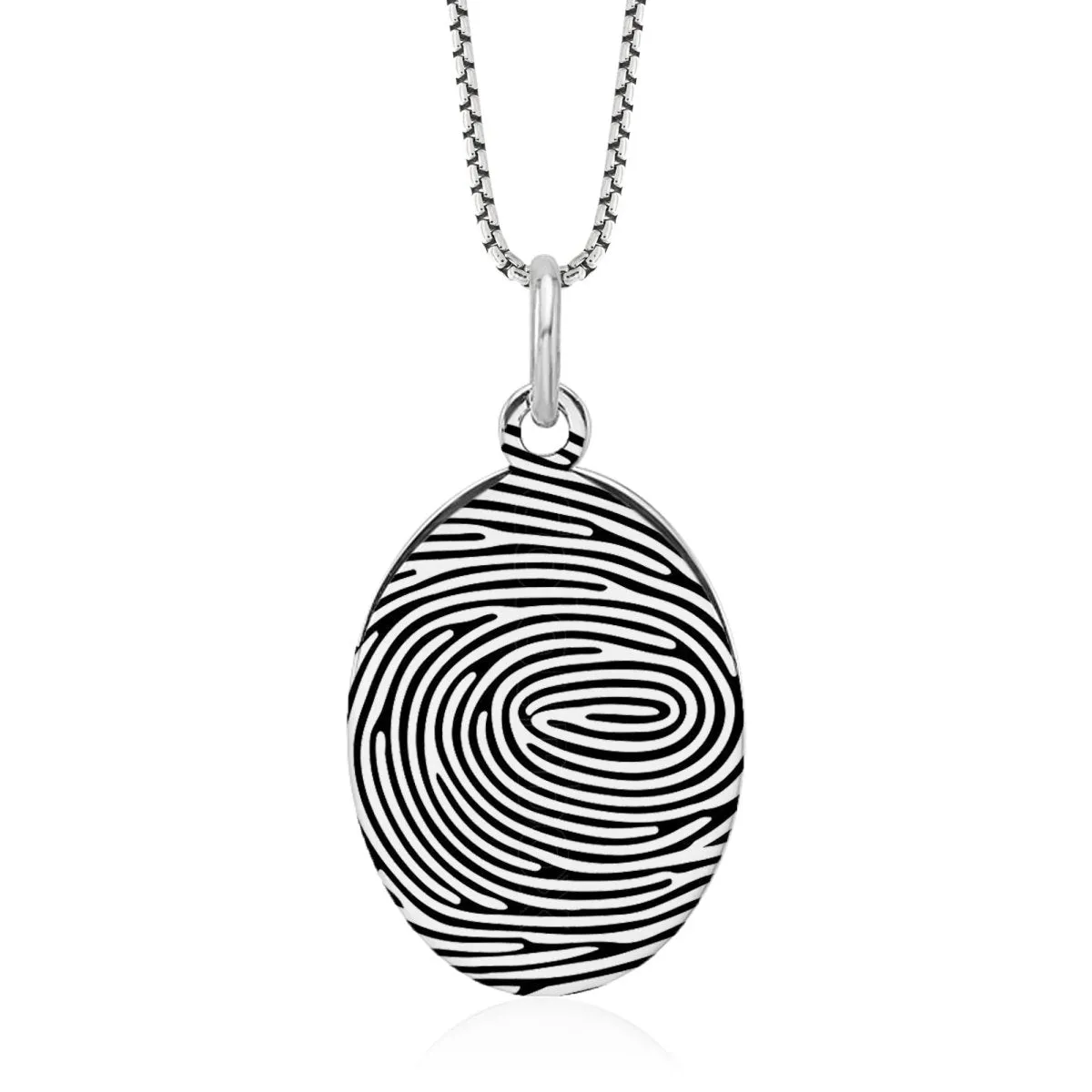 Sterling Silver Fingerprint Oval Pendant