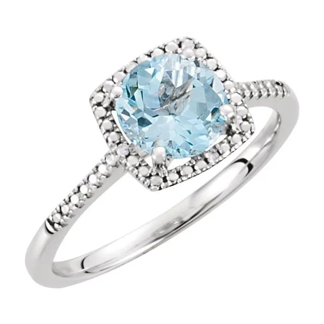 Sterling Silver Gemstone & .01 CTW Diamond Halo-Style Rings