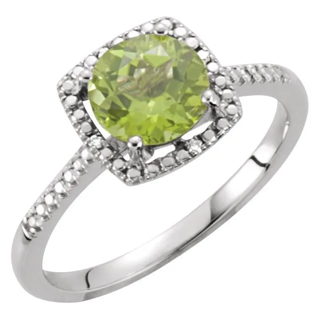 Sterling Silver Gemstone & .01 CTW Diamond Halo-Style Rings