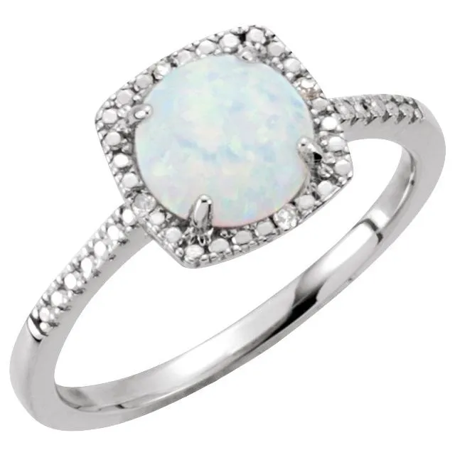 Sterling Silver Gemstone & .01 CTW Diamond Halo-Style Rings