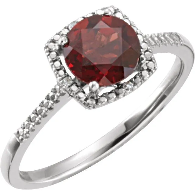 Sterling Silver Gemstone & .01 CTW Diamond Halo-Style Rings