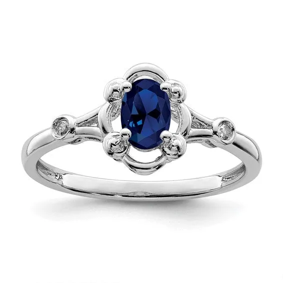 Sterling Silver Gemstone Oval & Diamond Birthstone Rings