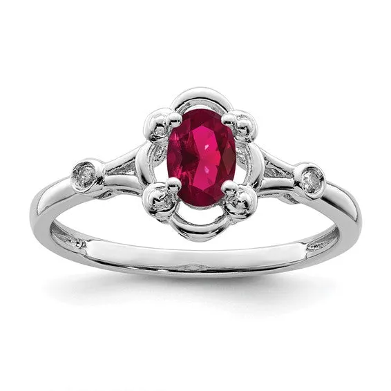 Sterling Silver Gemstone Oval & Diamond Birthstone Rings