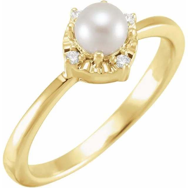 Sterling Silver or 14k Gold Gemstone and .04 CTW Diamond Halo-Style Rings