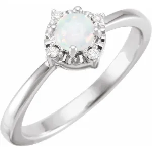 Sterling Silver or 14k Gold Gemstone and .04 CTW Diamond Halo-Style Rings