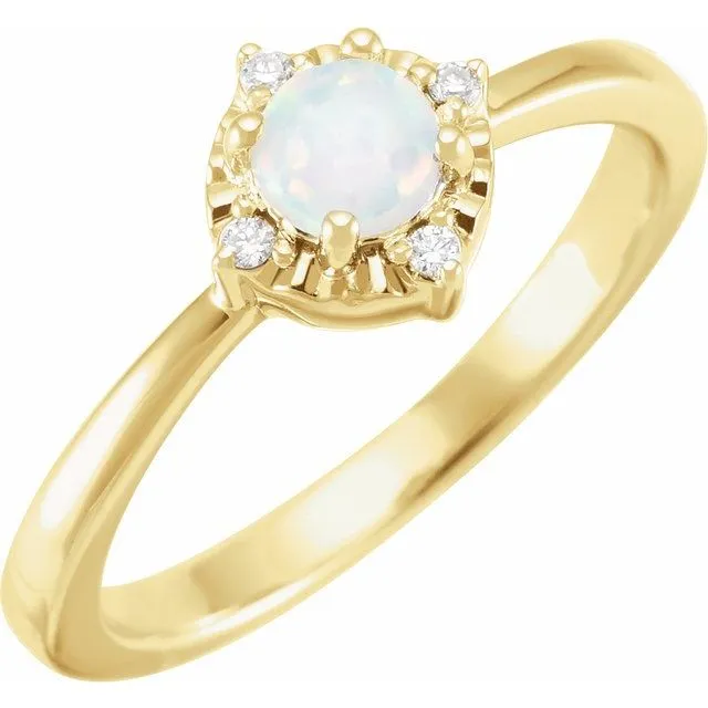 Sterling Silver or 14k Gold Gemstone and .04 CTW Diamond Halo-Style Rings