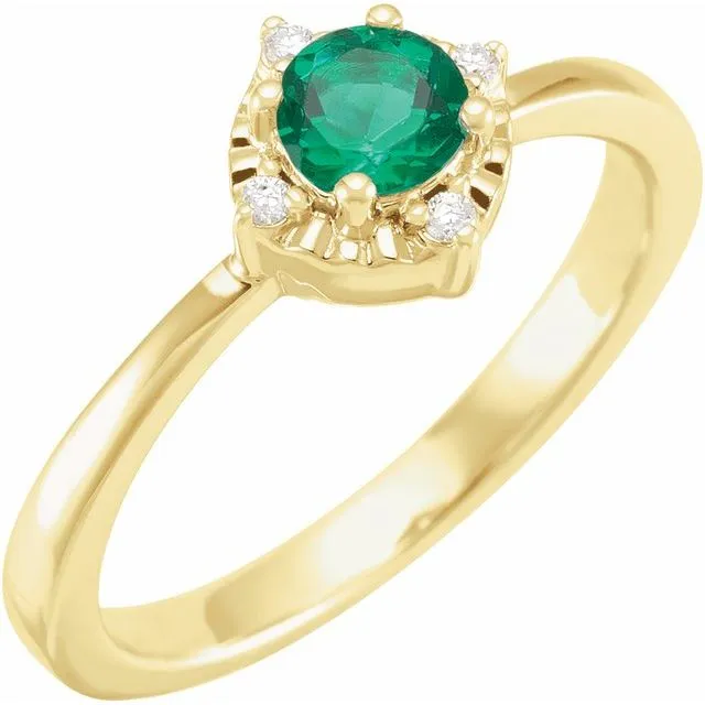 Sterling Silver or 14k Gold Gemstone and .04 CTW Diamond Halo-Style Rings