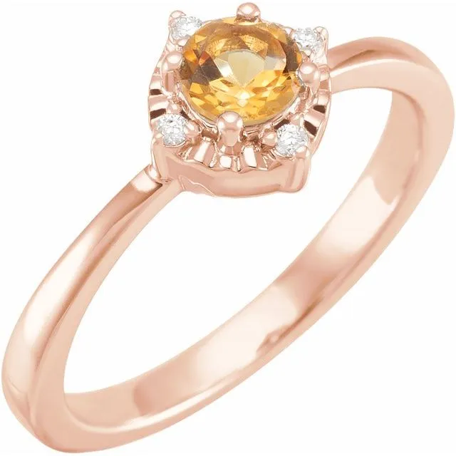 Sterling Silver or 14k Gold Gemstone and .04 CTW Diamond Halo-Style Rings