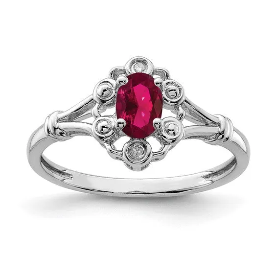 Sterling Silver Oval Gemstone & Diamond Birthstone Rings