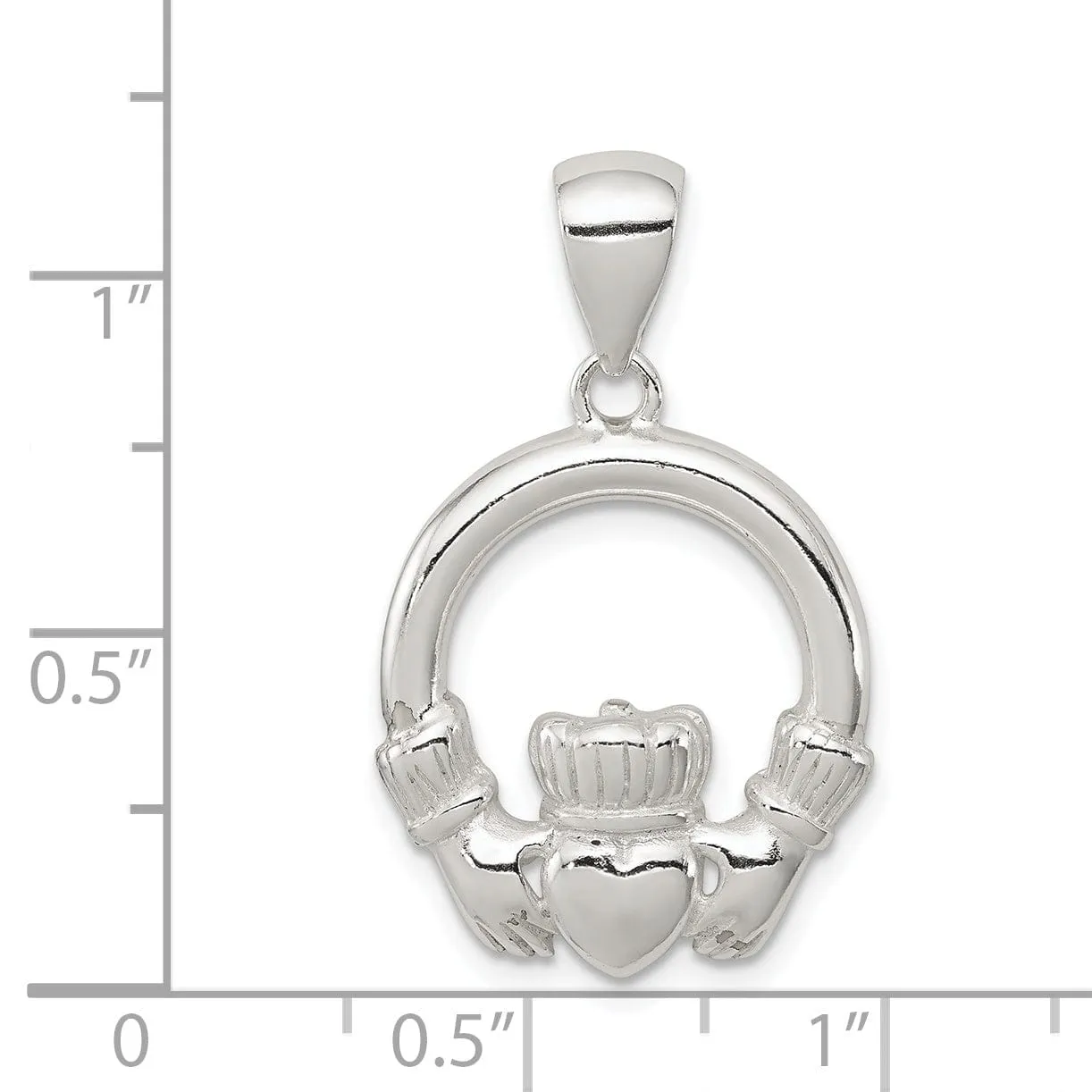 Sterling Silver Polished Finish Claddagh Charm