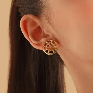 TFC Round Jaali Gold Plated Stud Earrings